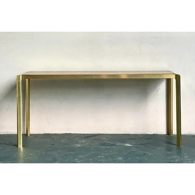 Vintage Boho Brass and Burl Console Table — additional photo 7