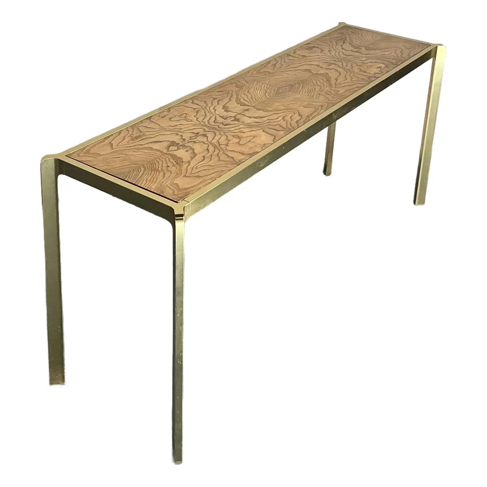 Vintage Boho Brass and Burl Console Table — additional photo 1