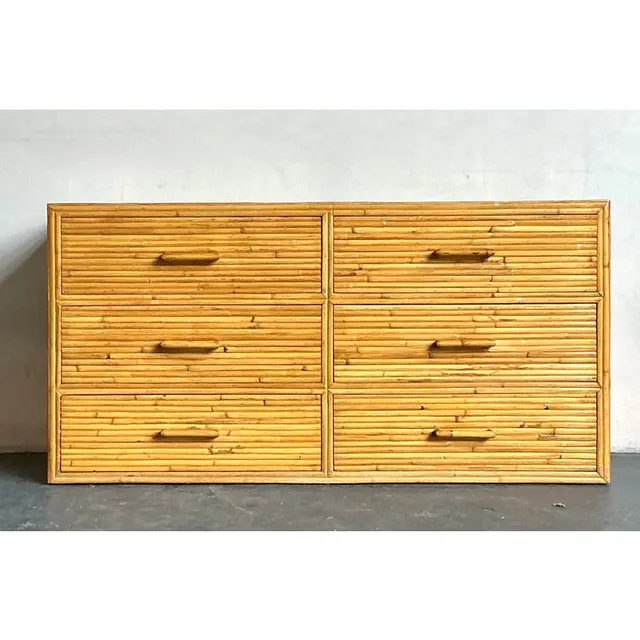 Vintage Boho Rattan Six Drawer Dresser — additional photo 2