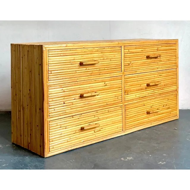 Vintage Boho Rattan Six Drawer Dresser — additional photo 3