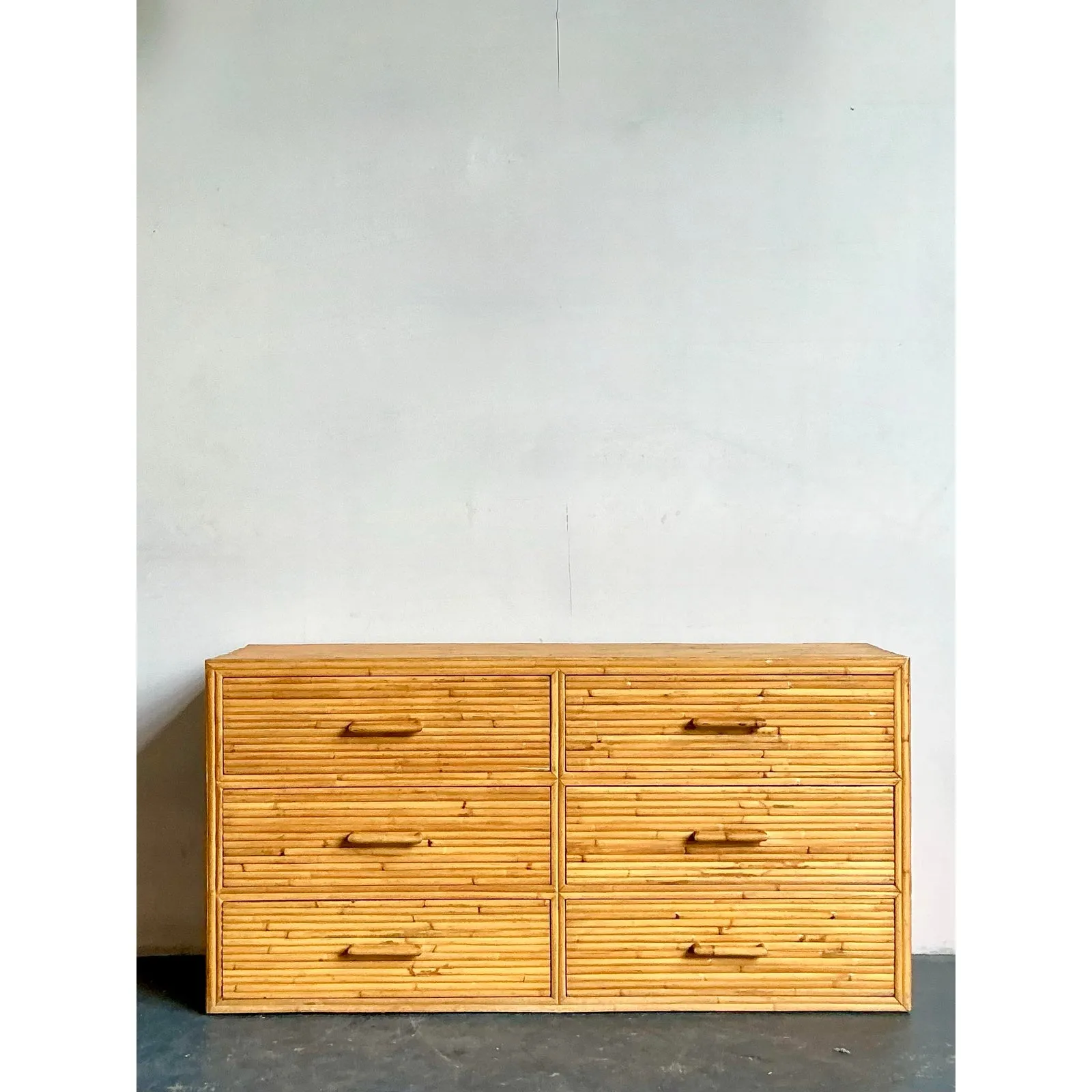 Vintage Boho Rattan Six Drawer Dresser — additional photo 5