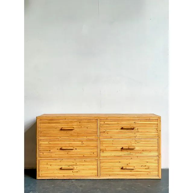 Vintage Boho Rattan Six Drawer Dresser — additional photo 5