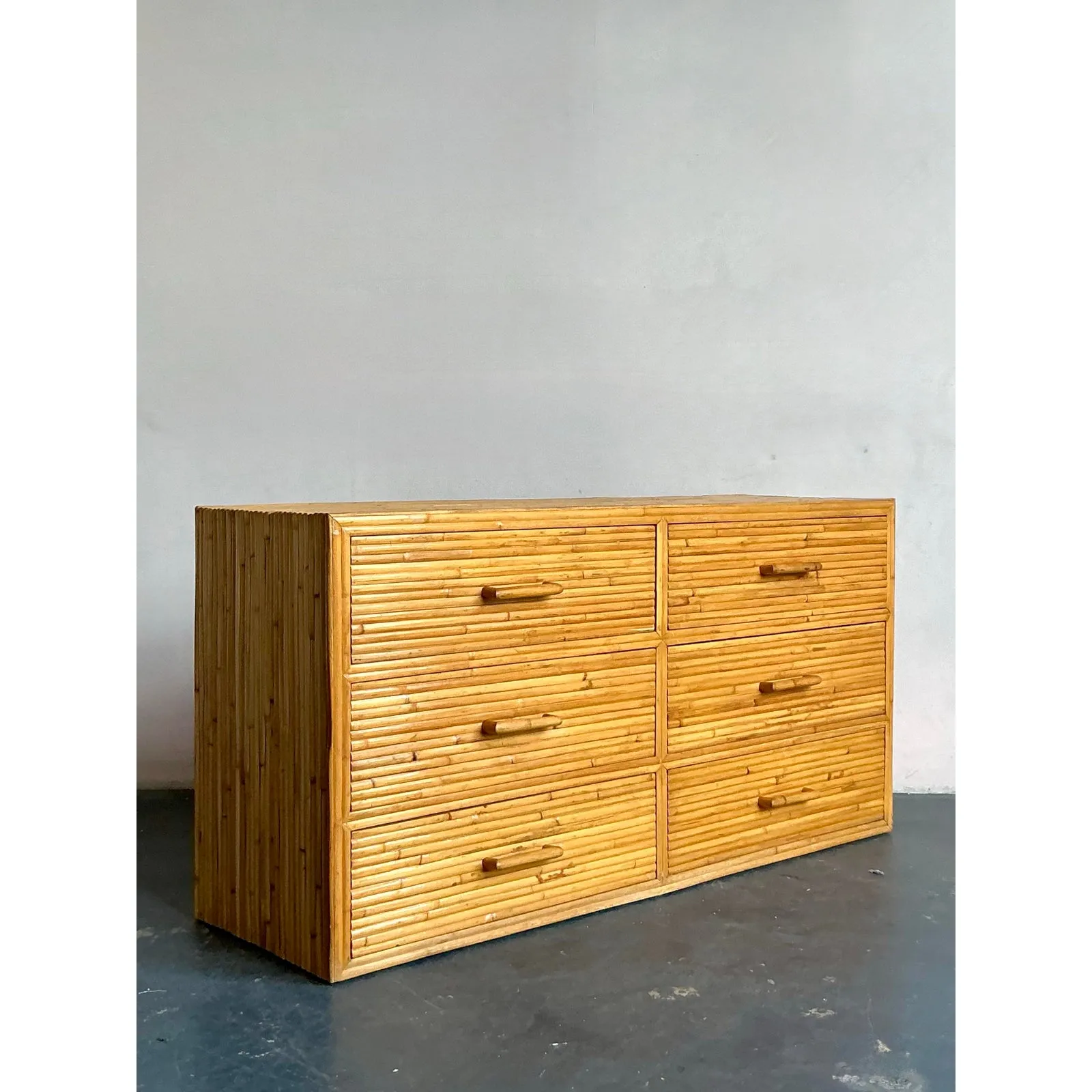 Vintage Boho Rattan Six Drawer Dresser — additional photo 6
