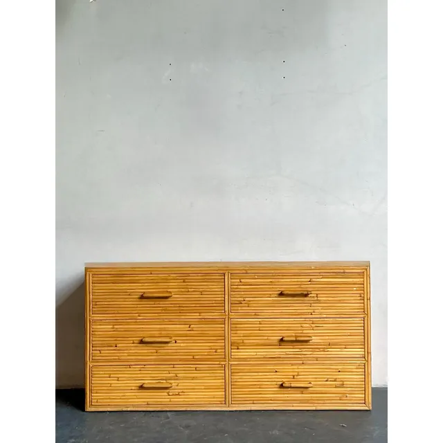 Vintage Boho Rattan Six Drawer Dresser — additional photo 7