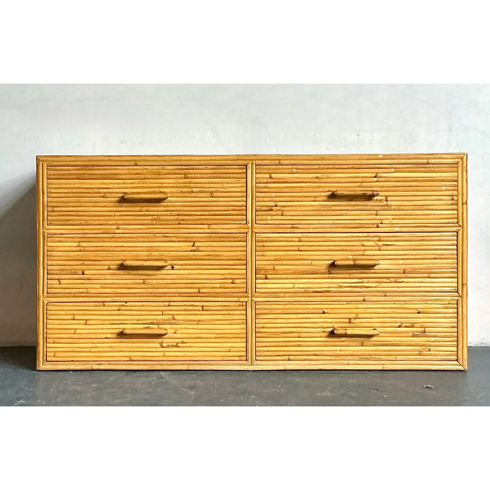 Vintage Boho Rattan Six Drawer Dresser — additional photo 1