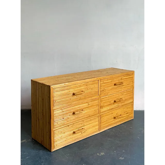 Vintage Boho Rattan Six Drawer Dresser — additional photo 8