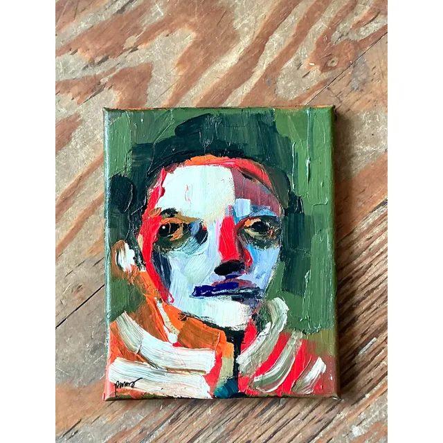 Vintage Boho Abstract Expressionist Portrait on Canvas — additional photo 8