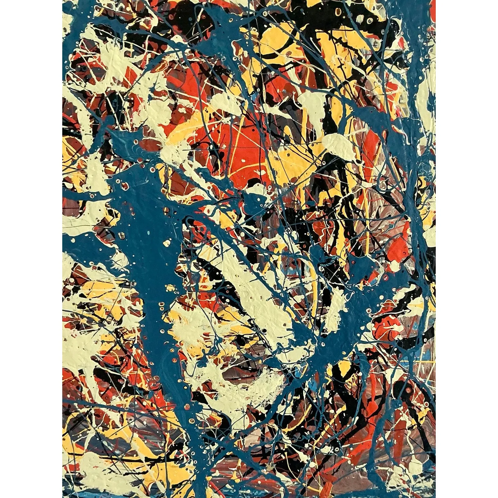 Vintage Boho Original Abstract Oil on Canvas - Canvas, 36W x 36H — additional photo 3