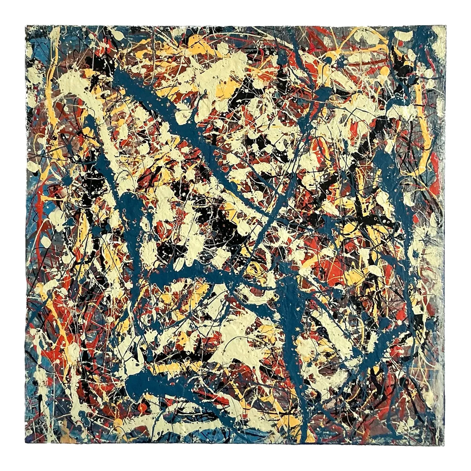Vintage Boho Original Abstract Oil on Canvas - Canvas, 36W x 36H — additional photo 1