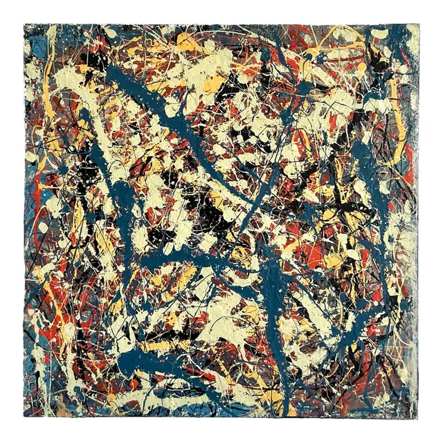 Vintage Boho Original Abstract Oil on Canvas - Canvas, 36W x 36H — additional photo 1