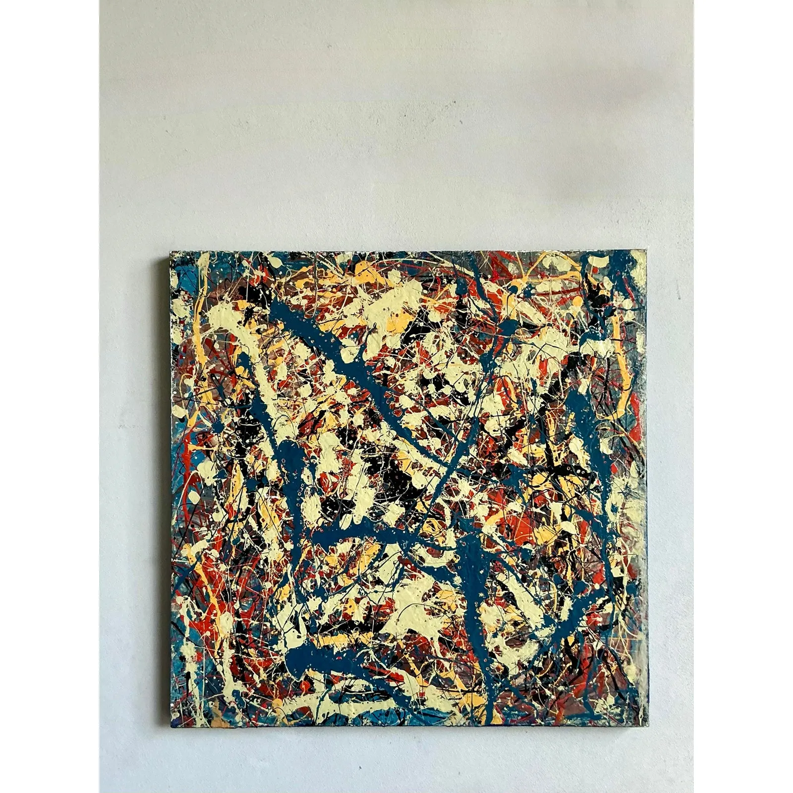 Vintage Boho Original Abstract Oil on Canvas - Canvas, 36W x 36H — additional photo 5