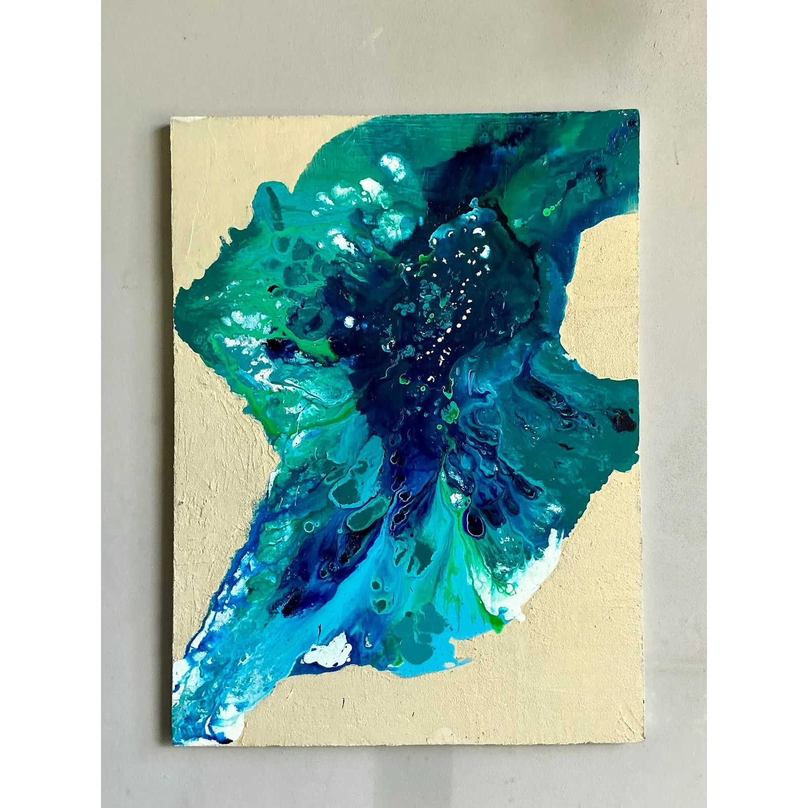 Vintage Boho Original Abstract Oil on Canvas - Canvas, 36W x 48.25H — additional photo 3