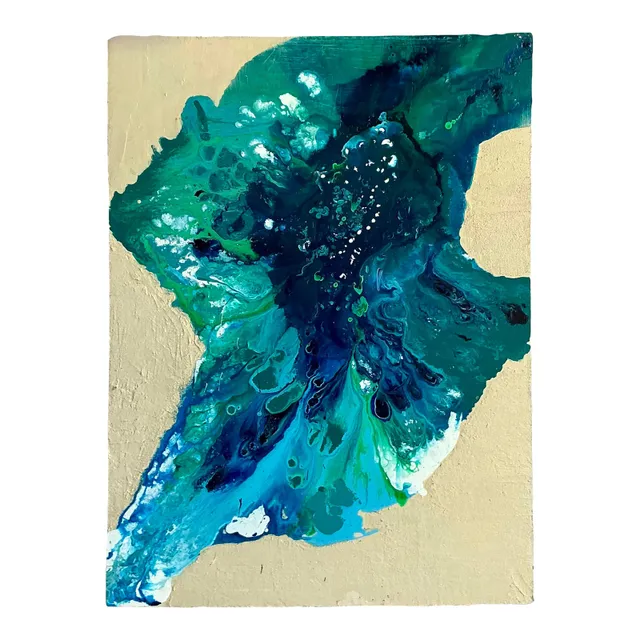 Vintage Boho Original Abstract Oil on Canvas - Canvas, 36W x 48.25H — additional photo 1