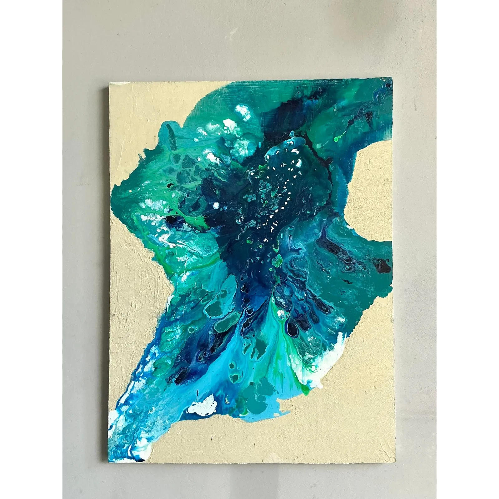 Vintage Boho Original Abstract Oil on Canvas - Canvas, 36W x 48.25H — additional photo 2