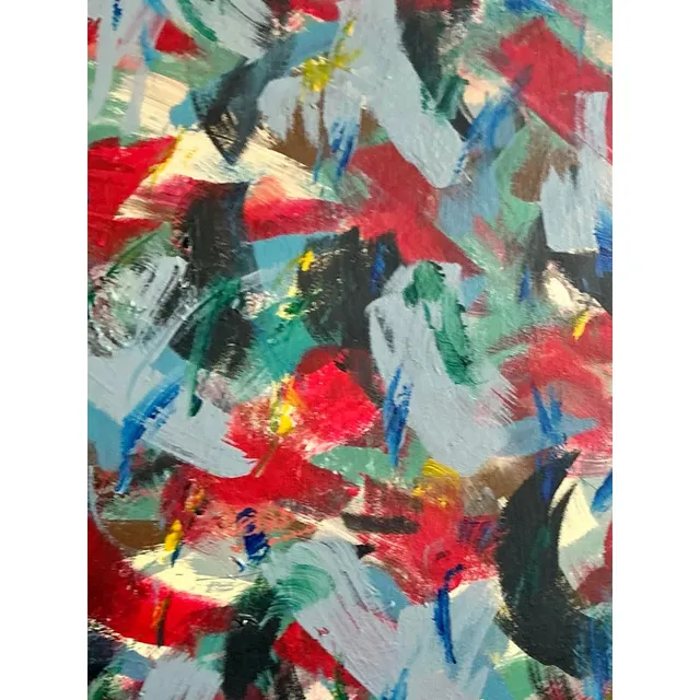 Vintage Boho Original Abstract Oil on Canvas - Wood, 40W x 30H — additional photo 4