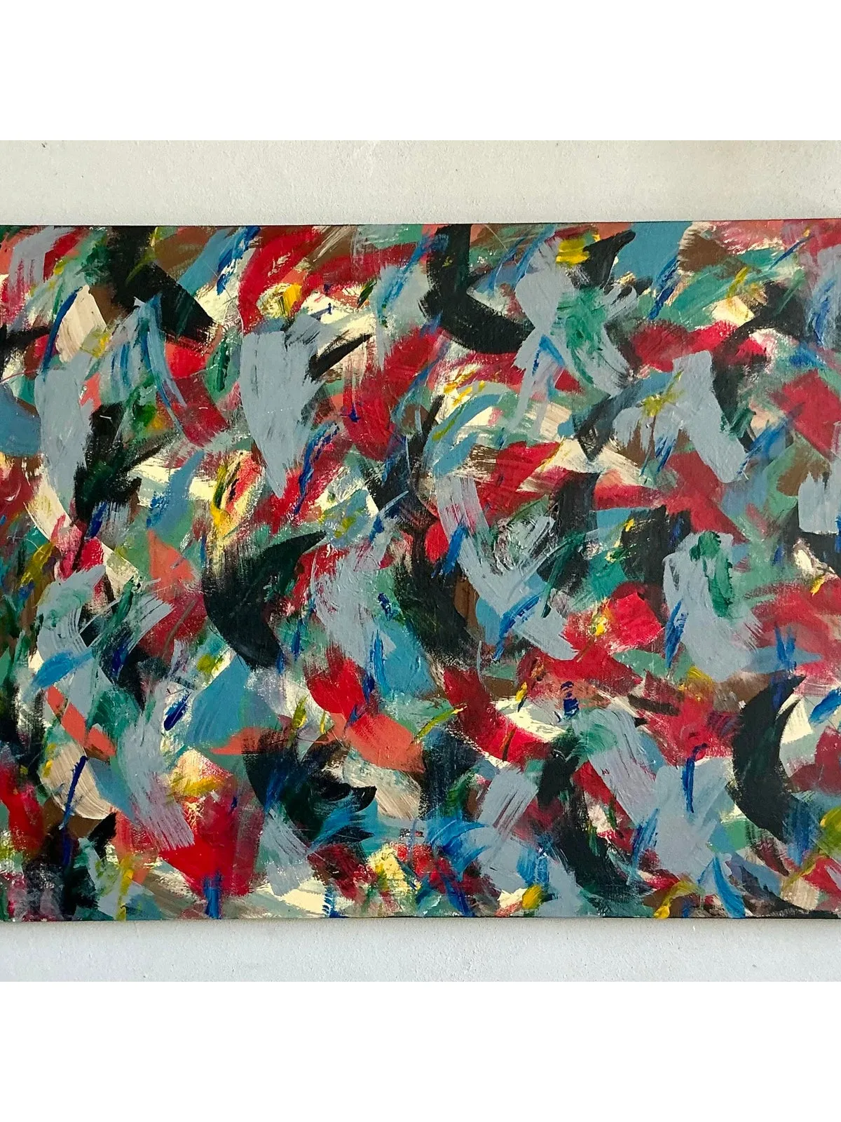Vintage Boho Original Abstract Oil on Canvas - Wood, 40W x 30H — additional photo 5