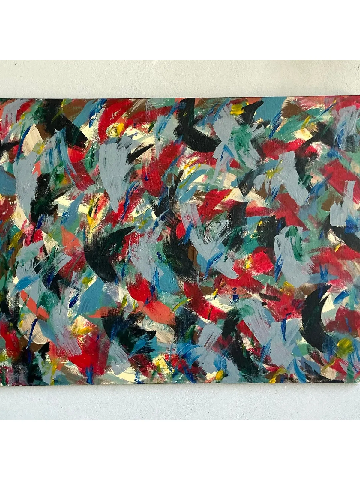 Vintage Boho Original Abstract Oil on Canvas - Wood, 40W x 30H — additional photo 6