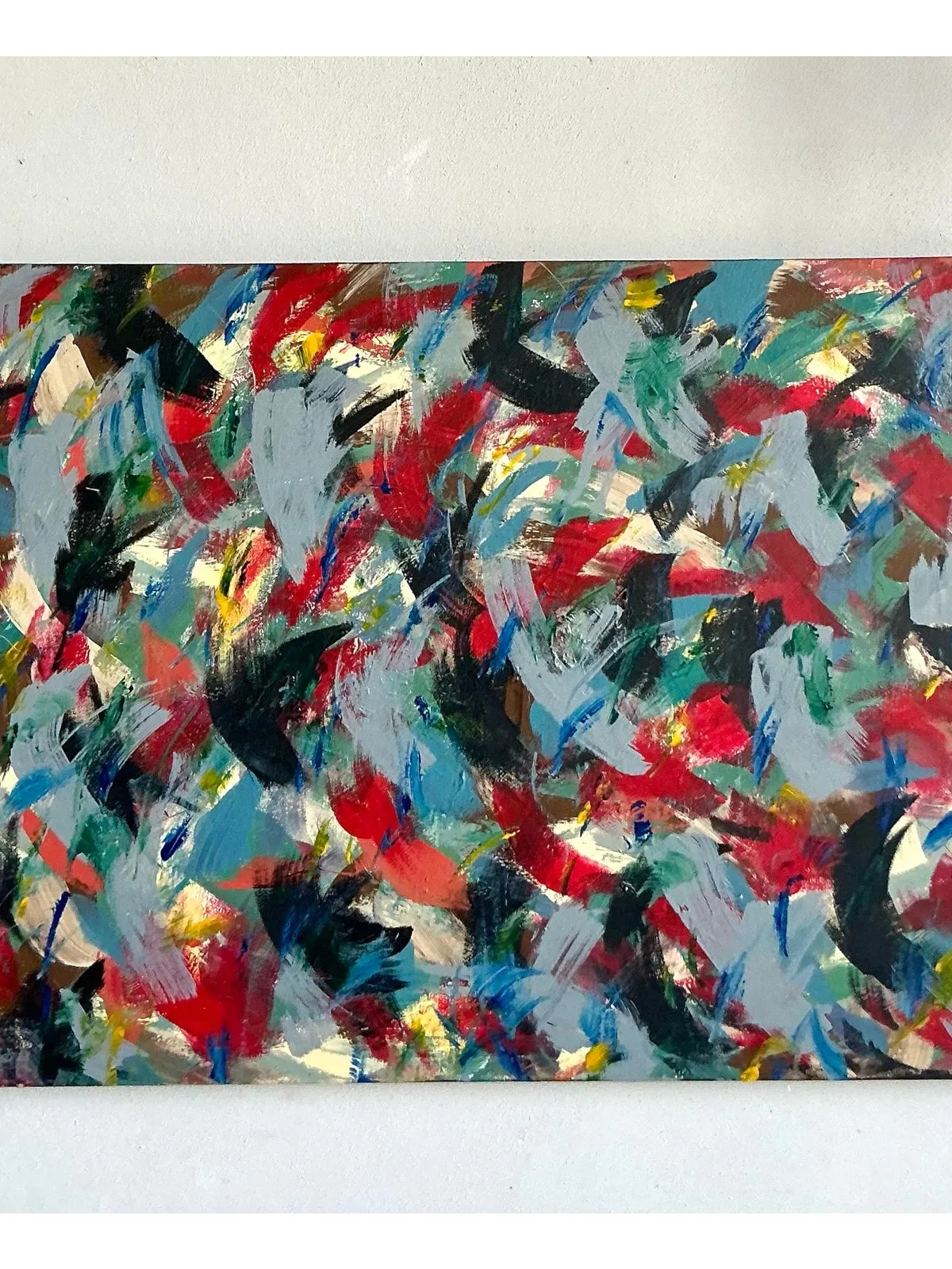 Vintage Boho Original Abstract Oil on Canvas - Wood, 40W x 30H — additional photo 7