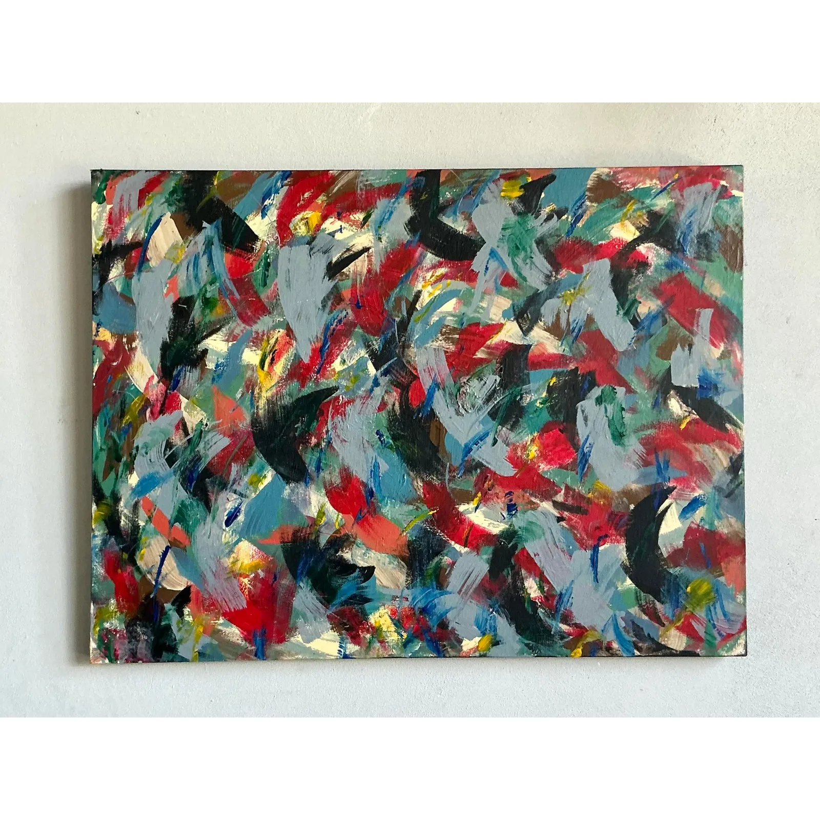 Vintage Boho Original Abstract Oil on Canvas - Wood, 40W x 30H — additional photo 8