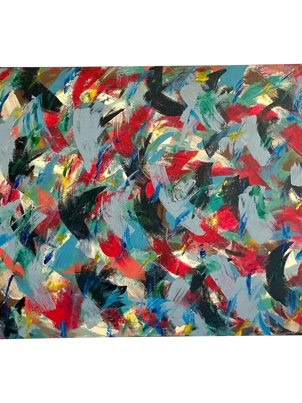 Vintage Boho Original Abstract Oil on Canvas - Wood, 40W x 30H