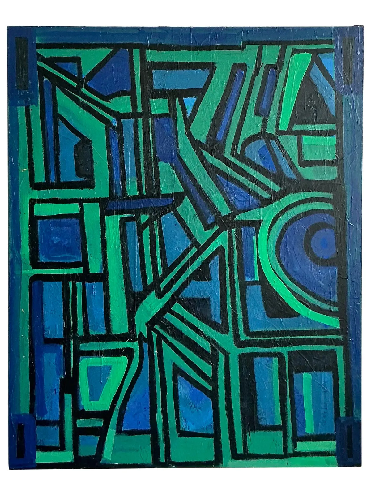 Vintage Boho Monumental Original Abstract Oil on Canvas