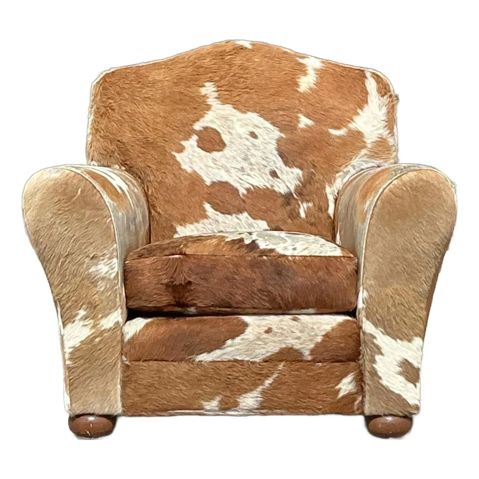 Vintage Boho Cowhide Roll Arm Lounge Chair — additional photo 1