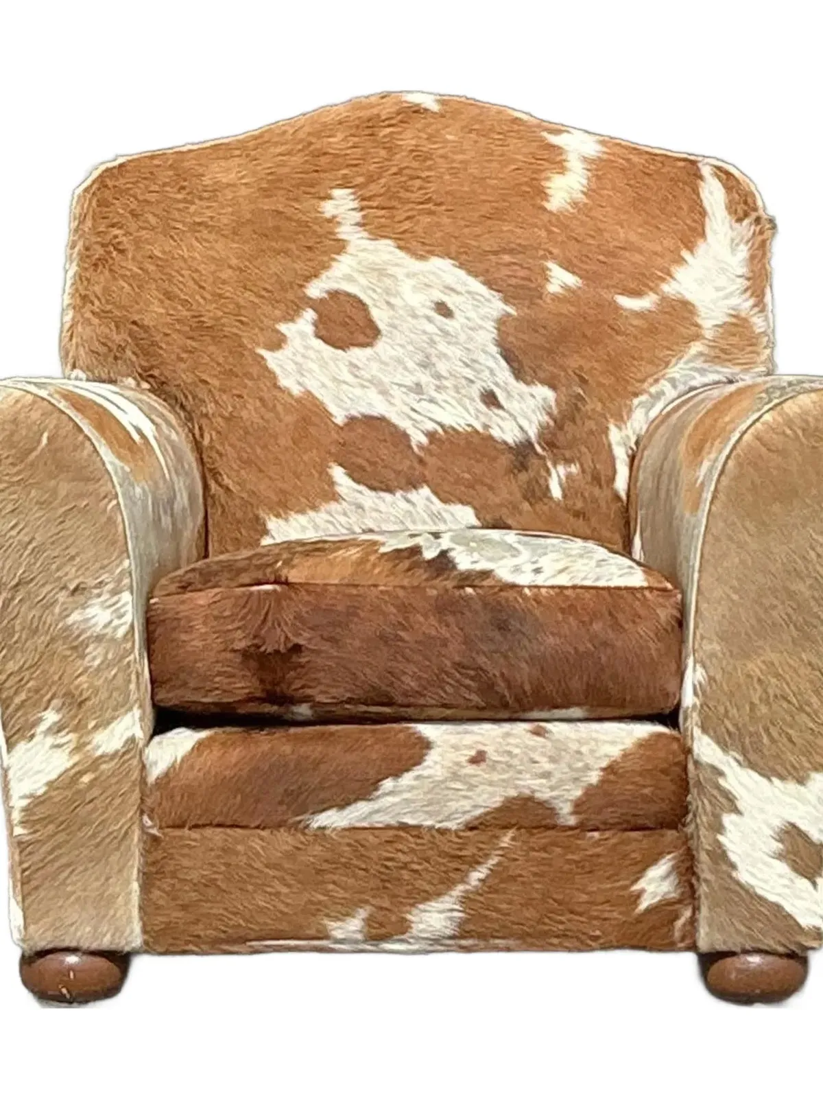 Vintage Boho Cowhide Roll Arm Lounge Chair
