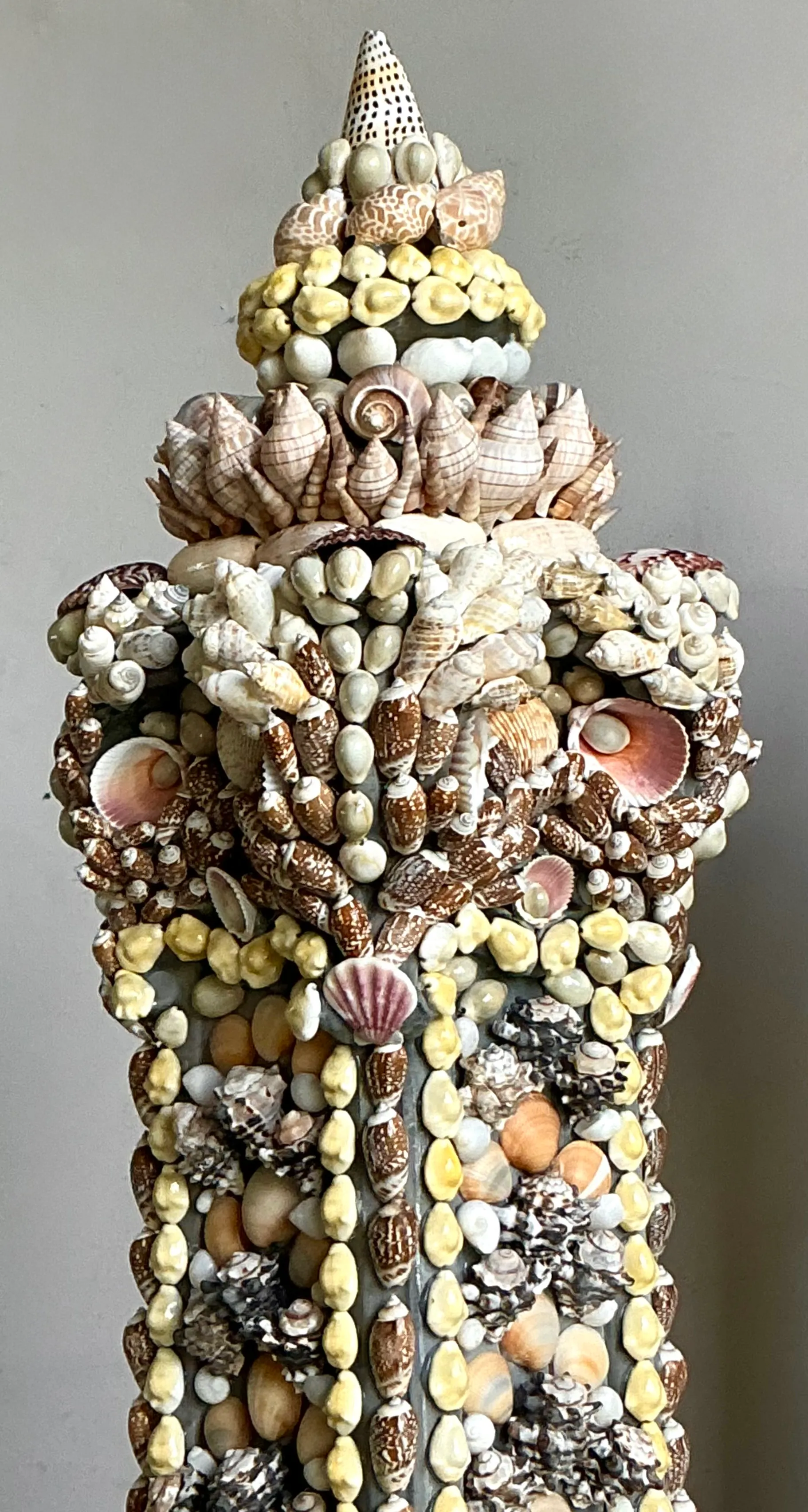 Vintage Monumental Shell Encrusted Obelisks- a Pair — additional photo 4