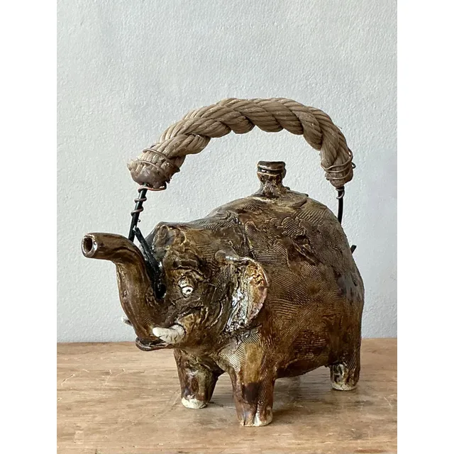 Vintage Boho Original Studio Pottery Elephant Teapot — additional photo 3