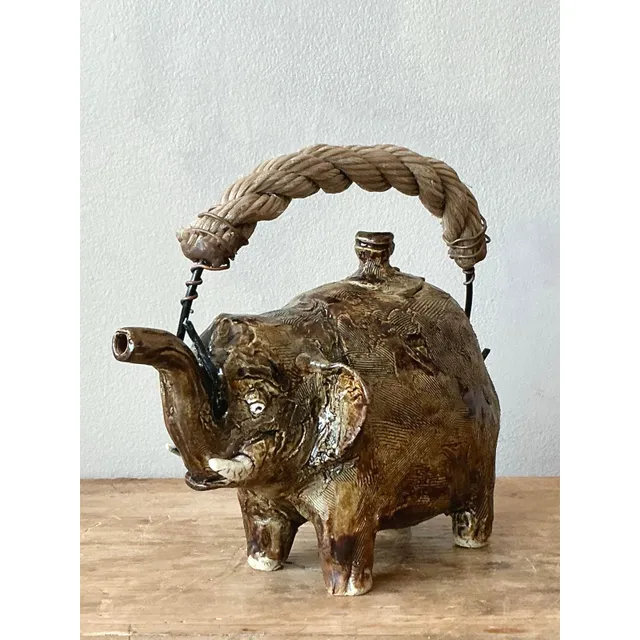 Vintage Boho Original Studio Pottery Elephant Teapot — additional photo 4