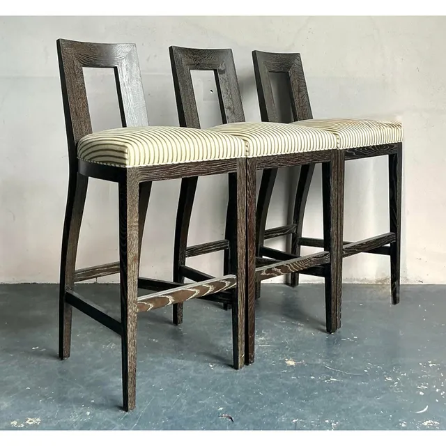 Vintage Boho Donghia Cerused “Margarita” Bar Stools - Set of 3 — additional photo 3