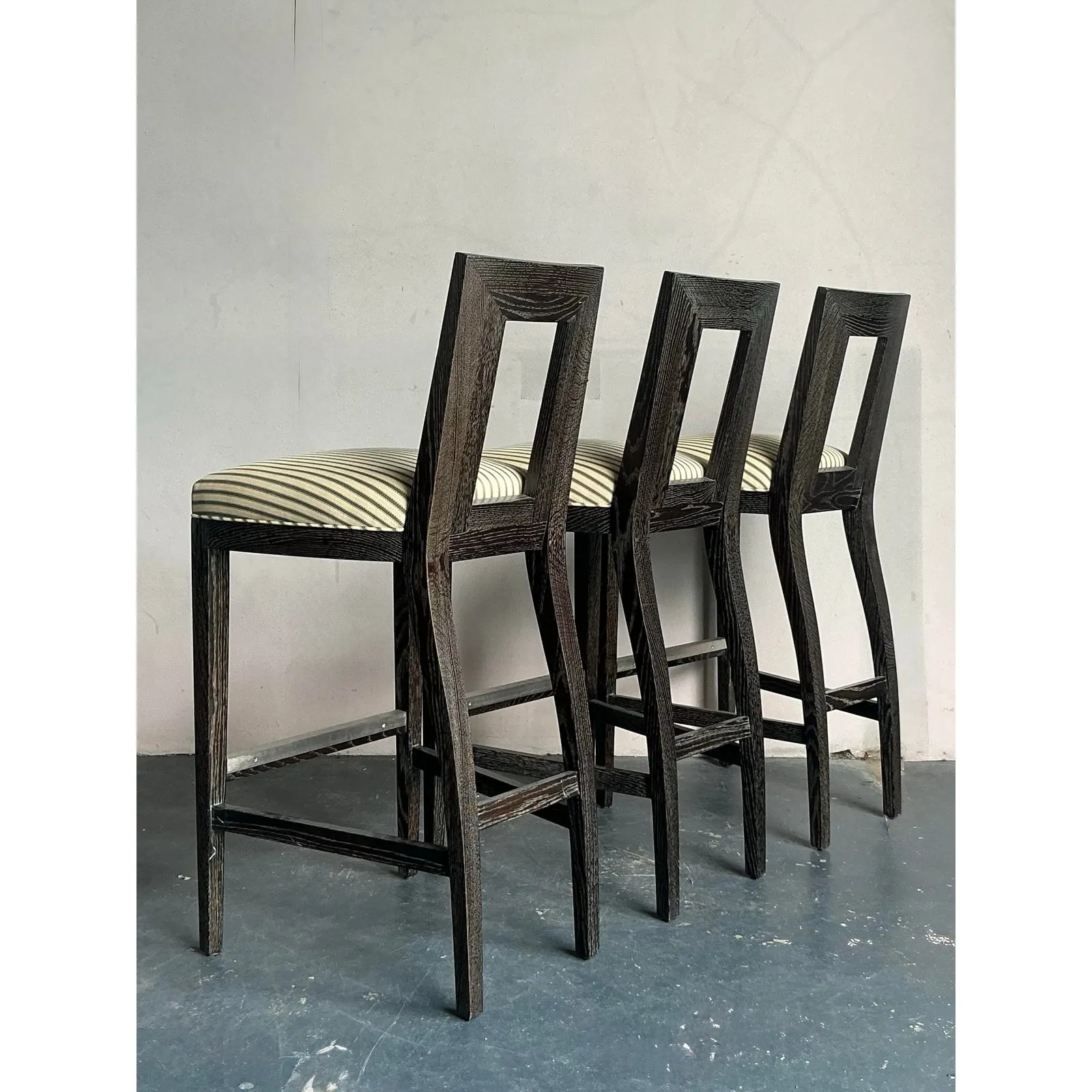 Vintage Boho Donghia Cerused “Margarita” Bar Stools - Set of 3 — additional photo 4