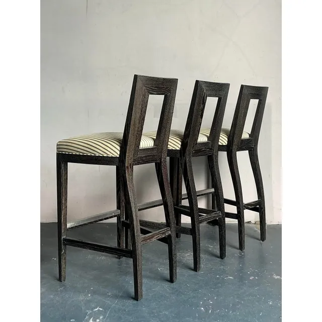 Vintage Boho Donghia Cerused “Margarita” Bar Stools - Set of 3 — additional photo 4