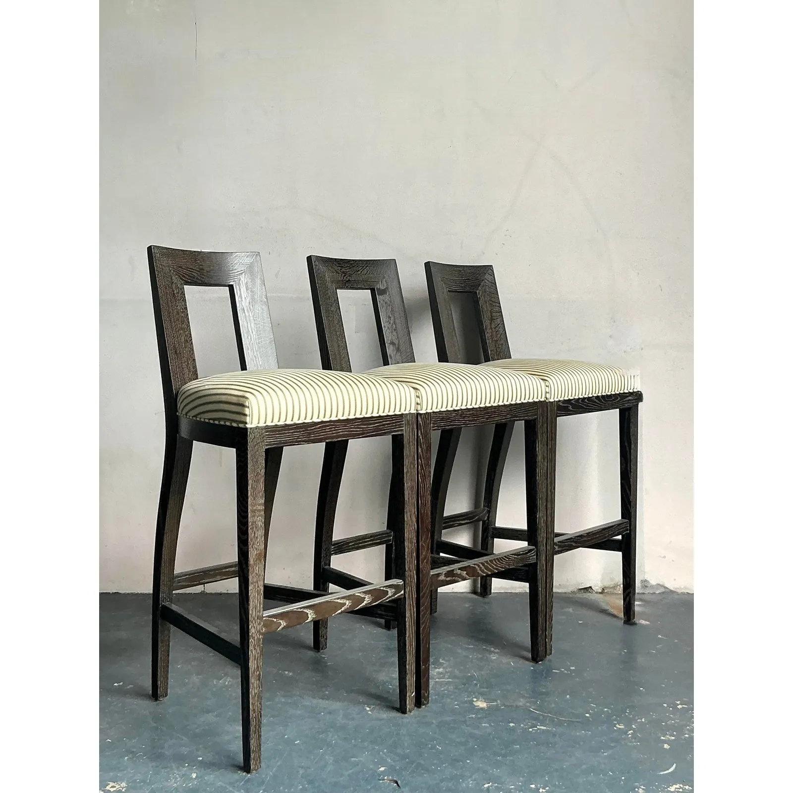 Vintage Boho Donghia Cerused “Margarita” Bar Stools - Set of 3 — additional photo 5