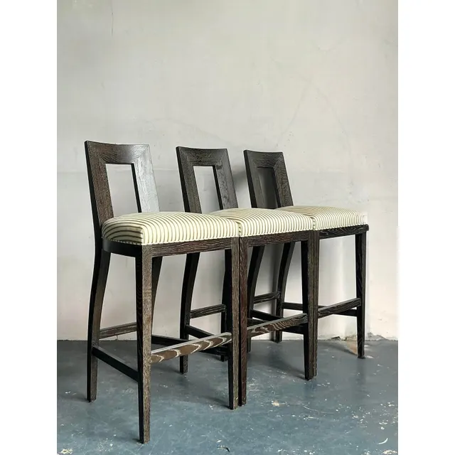 Vintage Boho Donghia Cerused “Margarita” Bar Stools - Set of 3 — additional photo 5