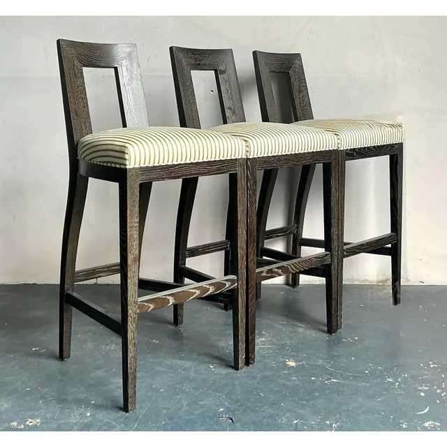 Vintage Boho Donghia Cerused “Margarita” Bar Stools - Set of 3 — additional photo 7
