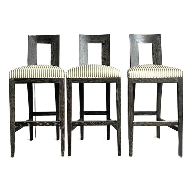 Vintage Boho Donghia Cerused “Margarita” Bar Stools - Set of 3 — additional photo 1