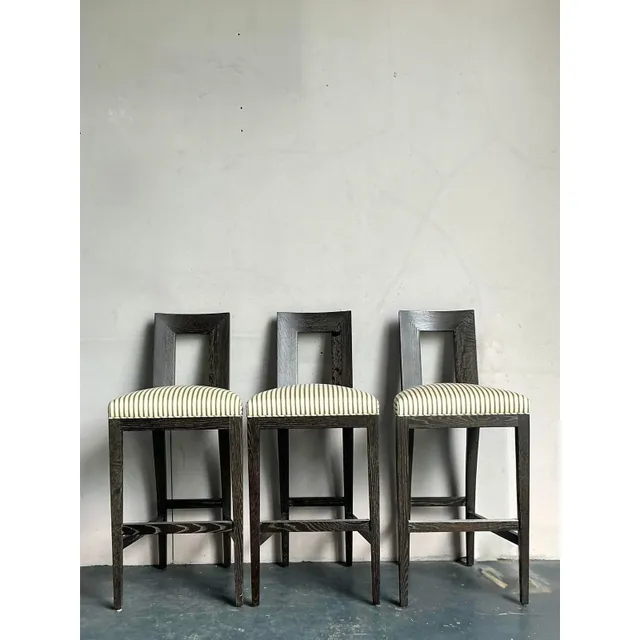 Vintage Boho Donghia Cerused “Margarita” Bar Stools - Set of 3 — additional photo 2