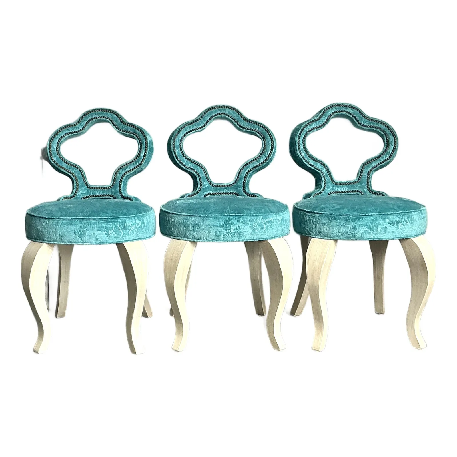 Vintage Regency Keyhole Barstools - Set of 3 — additional photo 1