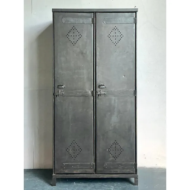 Vintage Boho Perforated Metal Armoire — additional photo 4