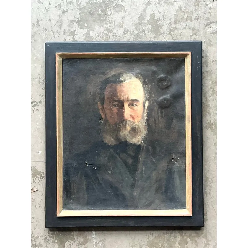 Vintage Boho 19th Century Original Oil Portrait of Man — additional photo 3
