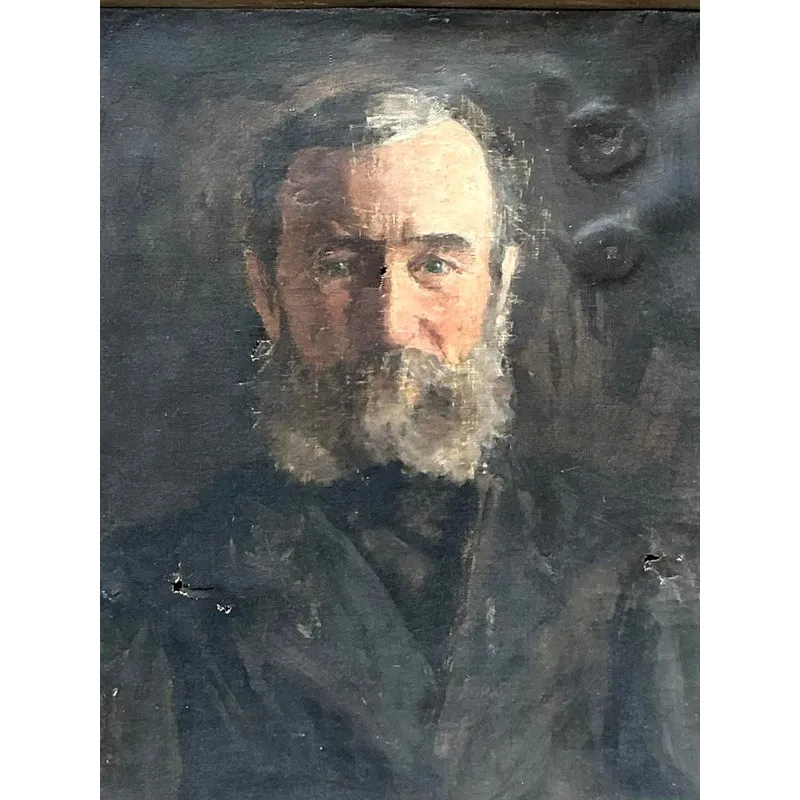 Vintage Boho 19th Century Original Oil Portrait of Man — additional photo 4