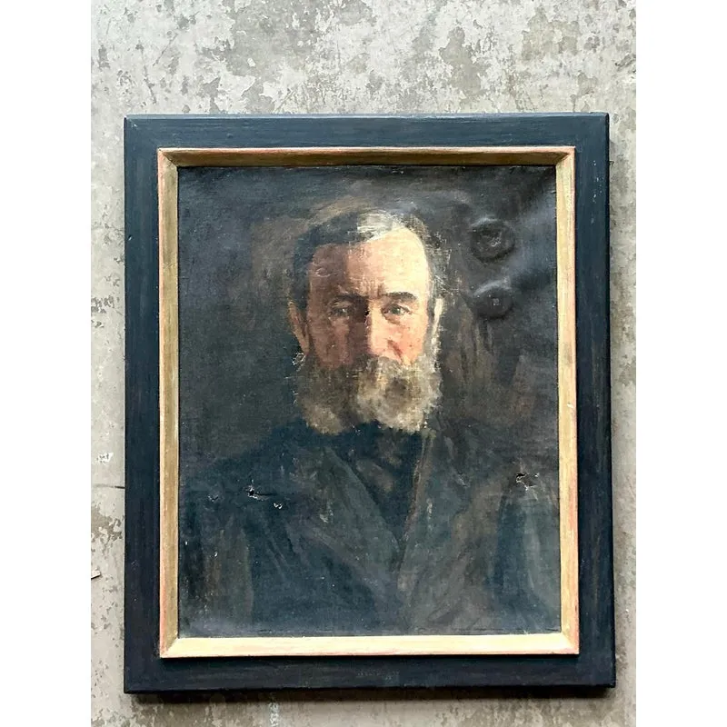 Vintage Boho 19th Century Original Oil Portrait of Man — additional photo 2
