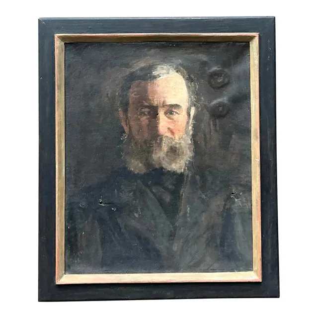 Vintage Boho 19th Century Original Oil Portrait of Man — additional photo 1