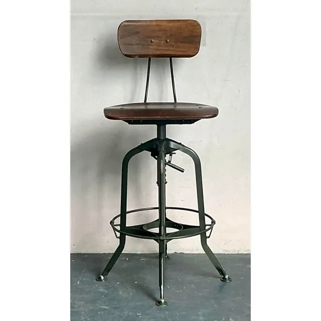 Vintage Boho Industrial Swivel Stool — additional photo 1