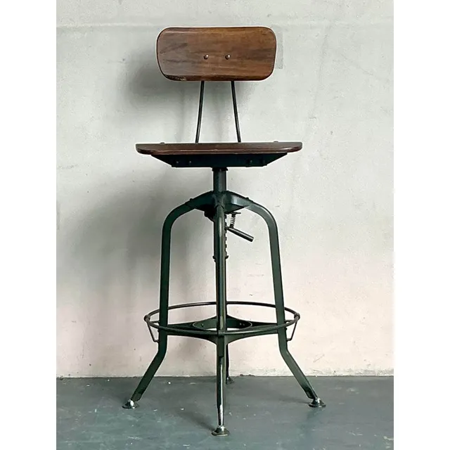 Vintage Boho Industrial Swivel Stool — additional photo 2