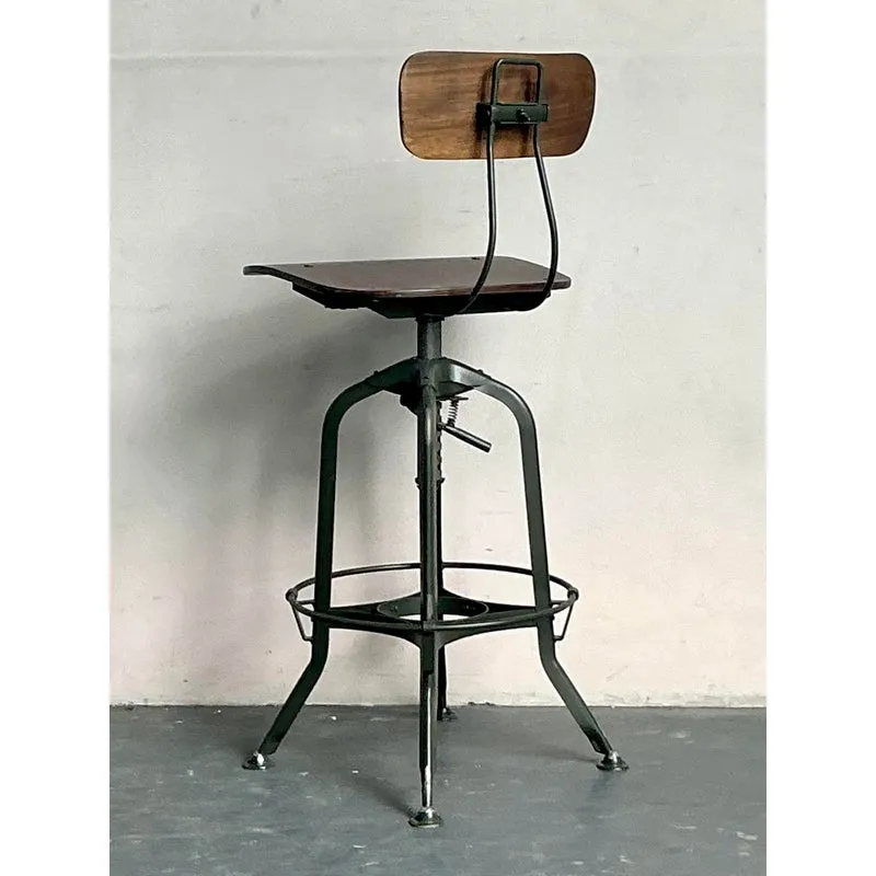 Vintage Boho Industrial Swivel Stool — additional photo 3