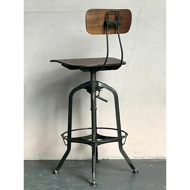 Vintage Boho Industrial Swivel Stool — additional photo 4