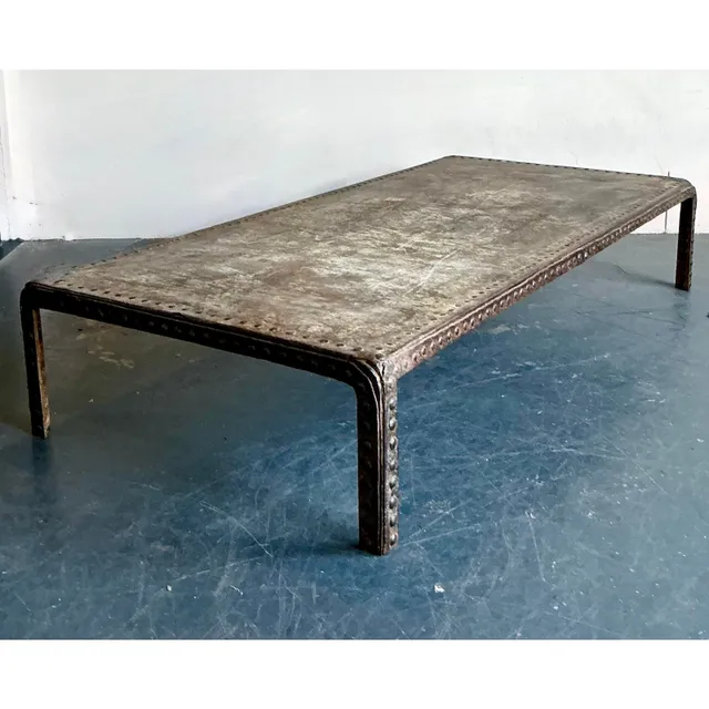 Vintage Boho Industrial Nailhead Coffee Table — additional photo 3