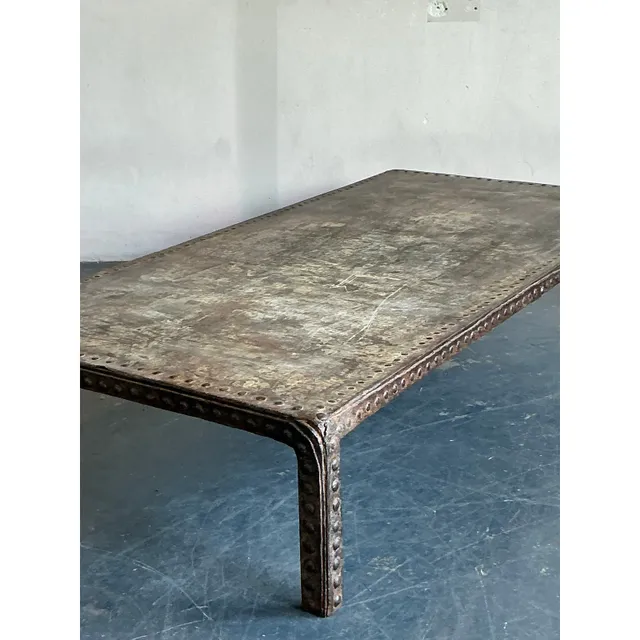 Vintage Boho Industrial Nailhead Coffee Table — additional photo 4